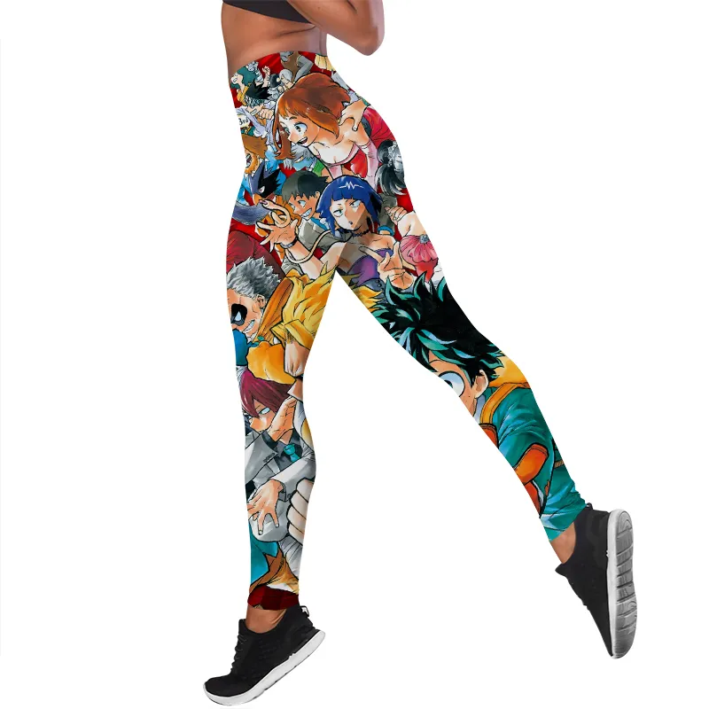 Womens Leggings My Hero Academia Printed High Waist Elasticity Legging 3D Anime Sweatpants for Women Fitness Pants W220617