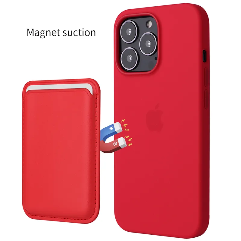 Med magnetiskt läderkortshållare Fall för iPhone 12 13 Pro Max MacSafe Wallet ID Credit Slots Bag Pocket Back Cover5310109