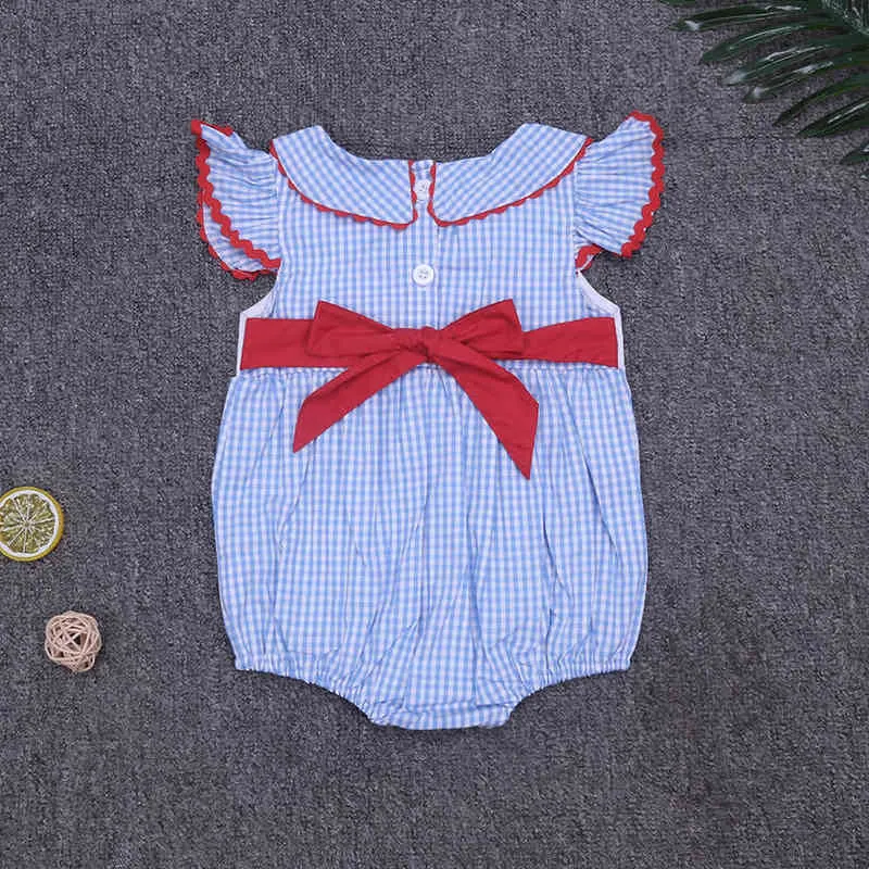 Boutique Hand Made Romper Baby Stuff Kids Clothes Girls Jumpsuit Clothes Sleeveless Baby Girls Smocked Dress 0 To Yrs 2022 G220521