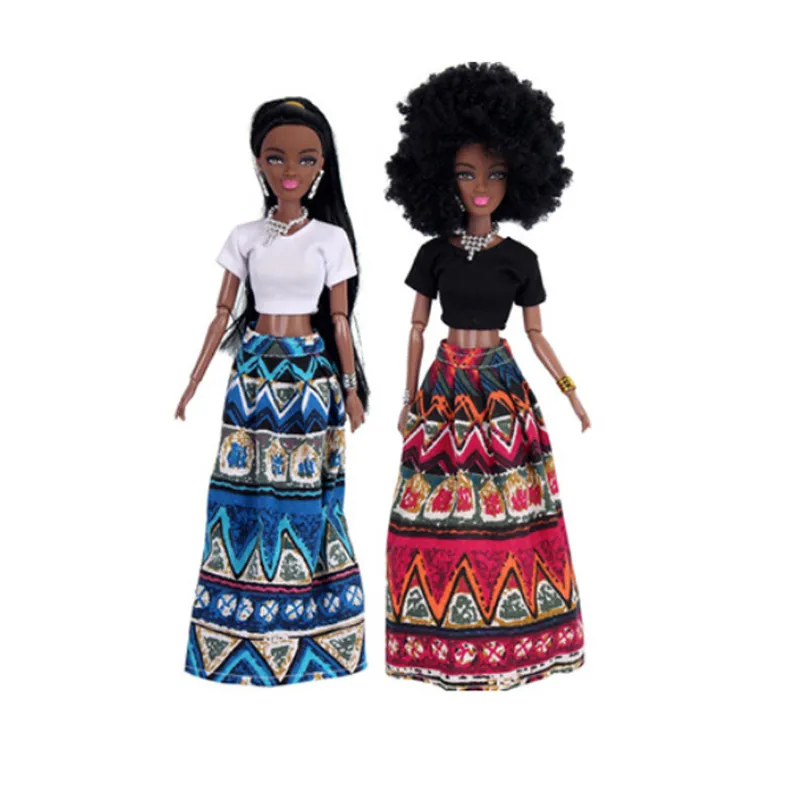 Presente de crianças 30 cm de boneca preta africana Toys de boneca conjunta para meninas 220608