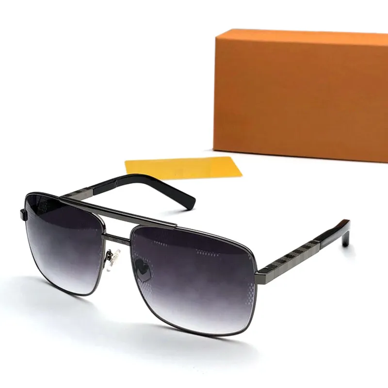 Mężczyzn Pilot Sunglasses Timeless klasyczny styl z starym wzorem Damier Square Bokes Mat Błyszcząca metalowa kratona druk Vintage PolA298J