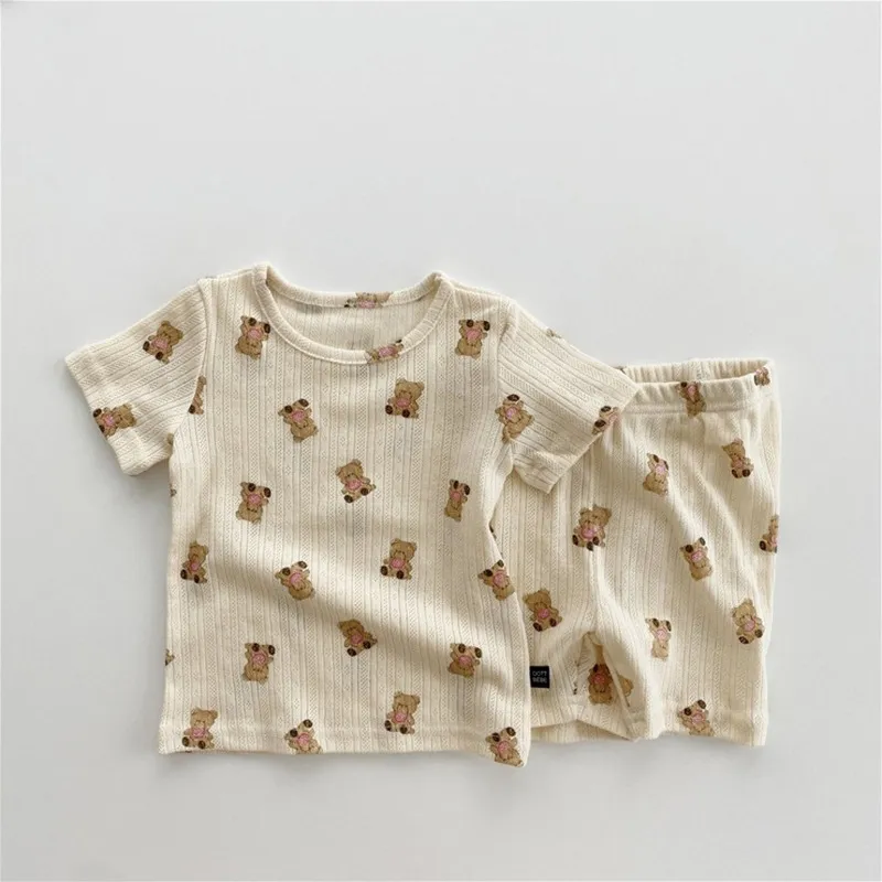 Moda Estate Bambino Baby Gir Set di vestiti in morbido cotone T Shirt + Pantaloncini 2 pezzi Bambini Ragazze Abiti floreali Abbigliamento bambini Vestito 220507