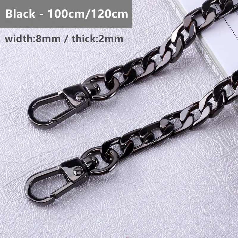 120cm100cm Metal Purse Chain Strap Handle Replacement Handbag Shoulder Bag Accessories GoldSilverGun black 220808