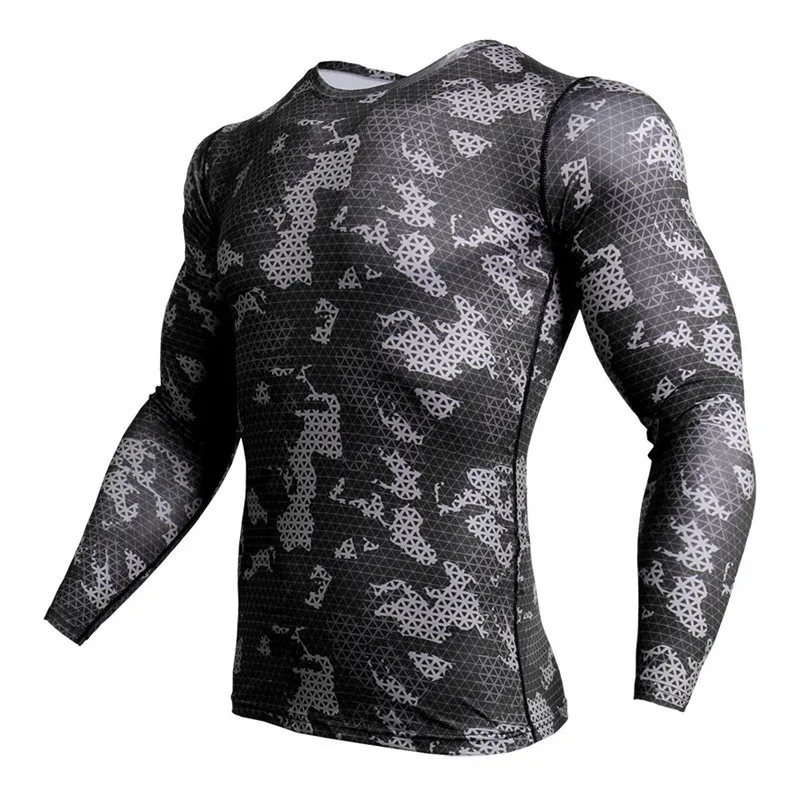 MMA Camo Compression Sportswear Running Colls T-shirt Manches longues Top Sports Stretch Transpiration rapide Dry Gym Training Top 220518