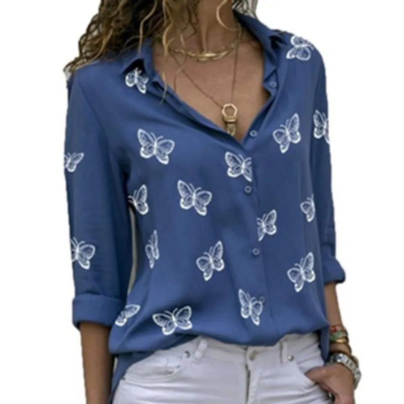 أزياء المرأة البلوزات طويلة الأكمام بدوره أسفل الياقة بلوزة قميص عارضة المحملة قمم أنيقة قميص العمل 220407