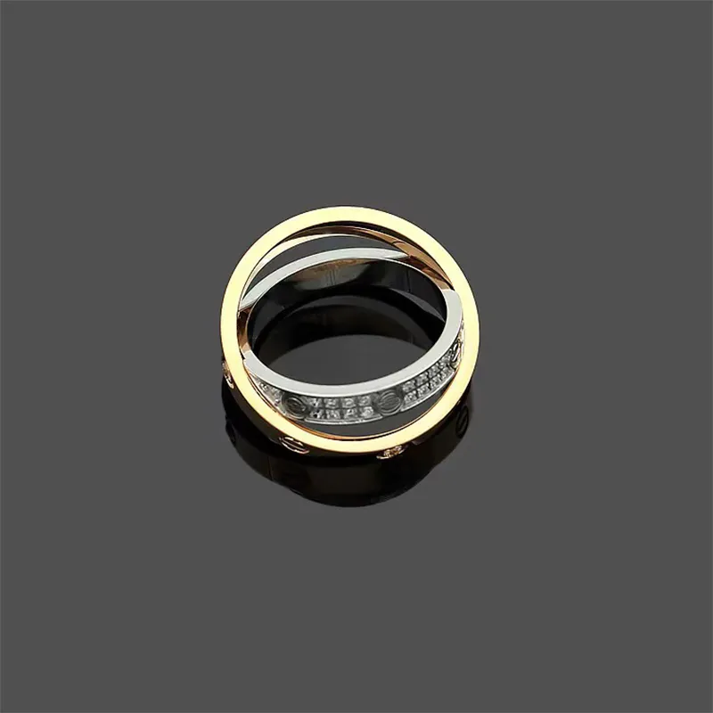 Brand New Cross Crystal Love Ring Fashion Couple Rings For Men And Women High Quality 316L Titanium Designer Rings Jewelry Gifts296L