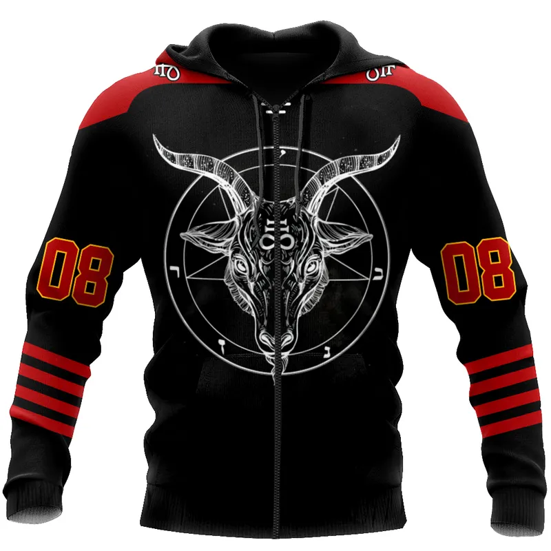 Dark PLSTAR 3D Gedrukte Hockey Aangepaste naam Satan Gift Harajuku Streetwear Pullover Casual Unisex Hoodies Sweatshirt Zip 220704
