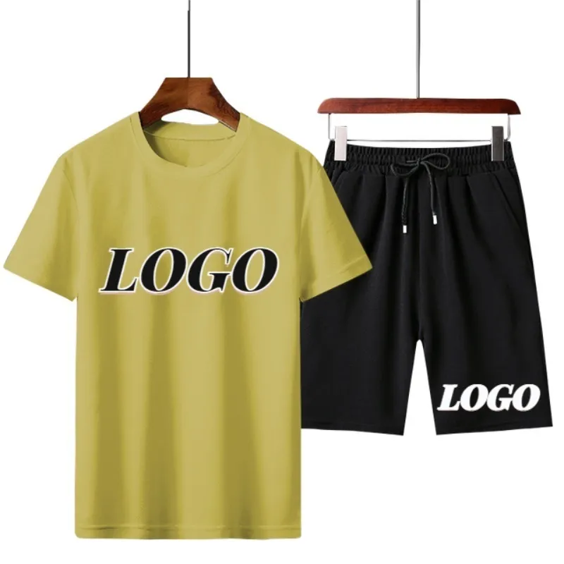 Benutzerdefinierte Herren Jogginganzug Sommer 2-teilig Kurzarm Casual Fashion Fitness T-Shirt Shorts Herren Sportswear 220615