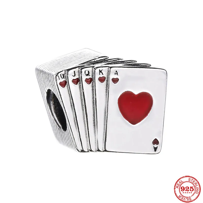 925 STERLING Gümüş Dangle Charm Poker Crown Pet Mom Flowert Cilp Boncuk Boncuk Pandora Takılar Bilezik Diy Takı Aksesuarları