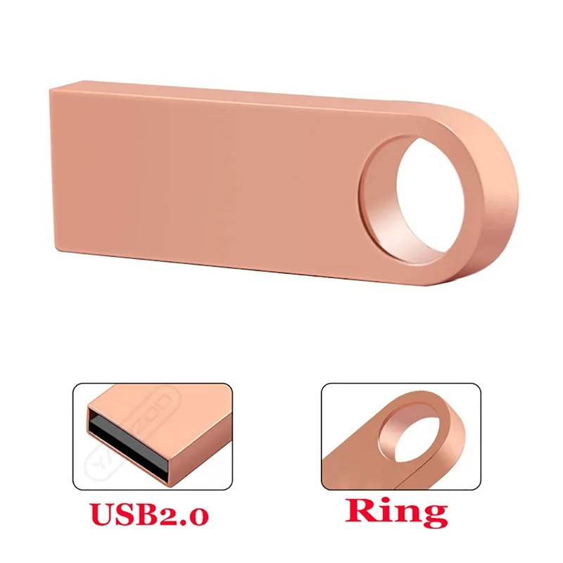 Yüksek Hızlı USB Flash Drive Metal Kalem Sürücüsü 16GB 32GB 64GB 128GB 256GB Pendrives Su Geçirmez USB Stick 2.0 Bellek Çubuğu