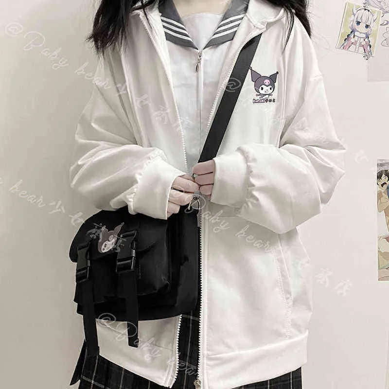 Y2K HARAJUKU Słodka anime Bluza Hoodie Damska wiosna 2022 Plus Size Women Pocket Bluza Bluza Kawajska Kawaii Ubrania Y220803