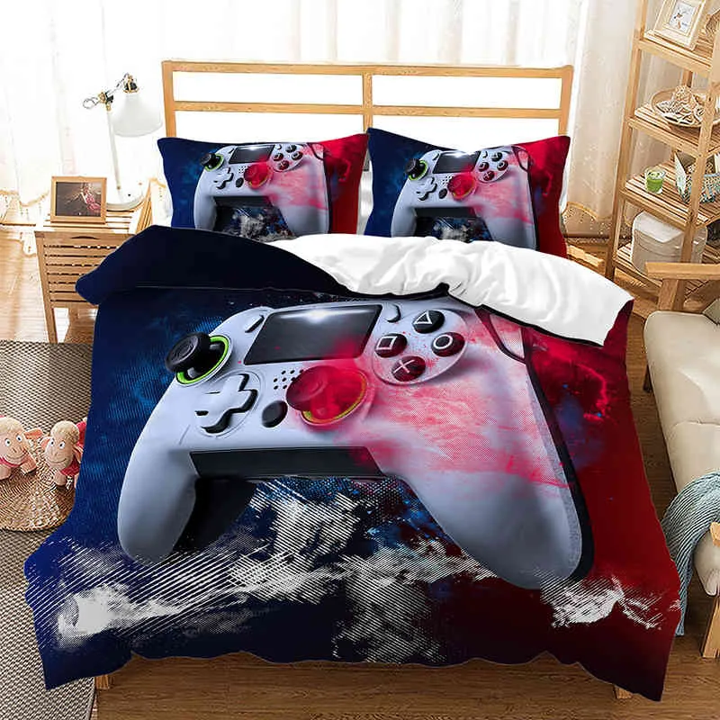 3D COO GamePad Bedding Conjunto de luxo Tampa de edredão com travesseiro Quilt Queen King Cartoon Crianças meninos colchas