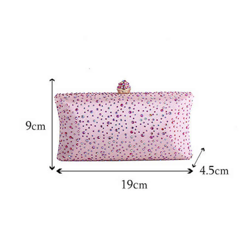 Evening Bags Sekusa Women Rhinestones Evening Bags Shoulder Chain Metal Clutch Evening Purse Small Ladies Party Handbags 220321