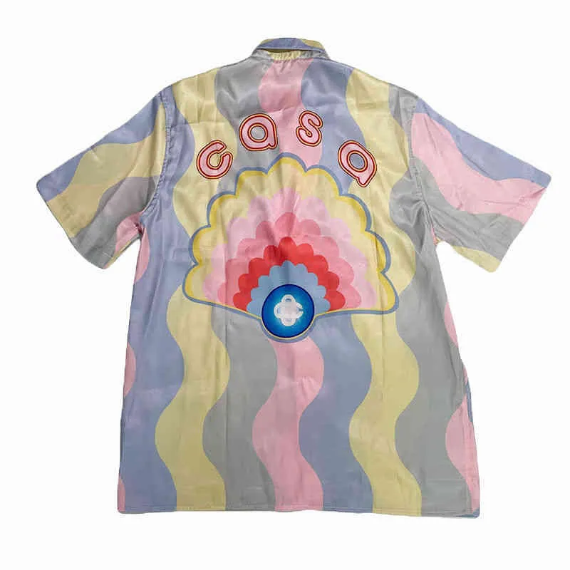 Designer Mens Vêtements Summer New Casablancas T-shirt à manches courtes Shell Shell Rainbow Dream Couple Hawaii