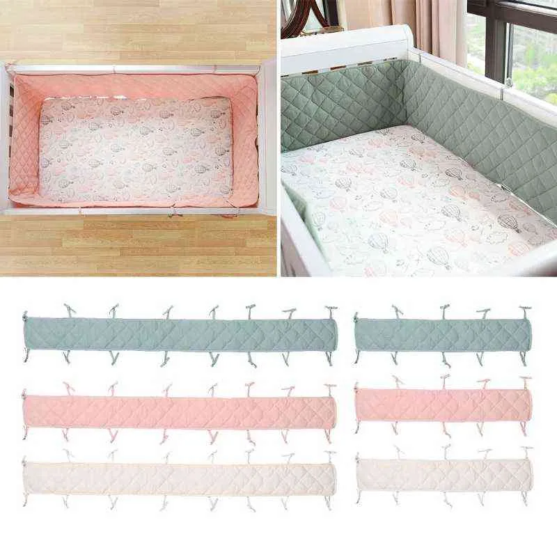 Double Crepe Baby Crib Bumpers Cotton Thicken Cribs Anti-collision Around Cushion Cot Protector Pillows Room Bed Decor G220421