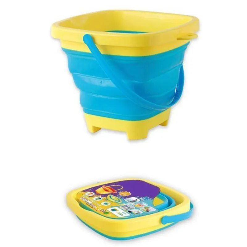 Portable Beach Bucket Sand Toy Foldable Collapsible Multi Purpose Plastic Pail 220608