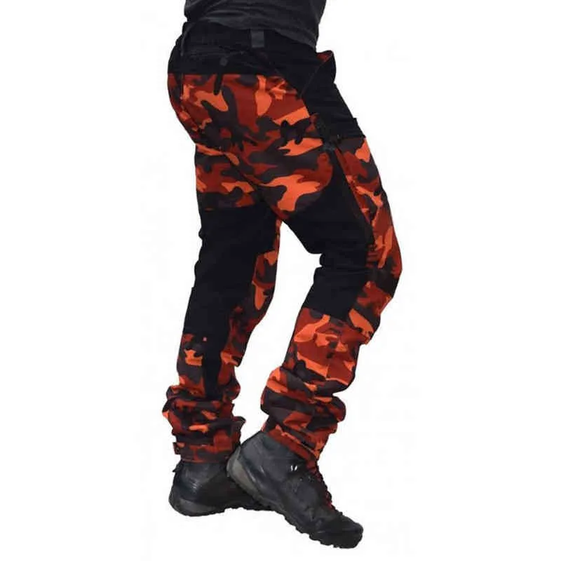 Stylish Men Camouflage Patchwork Pockets Jogger Cargo Trouser Motorcycle Pant outdoor sports hunting fishing rescure street wear G220507