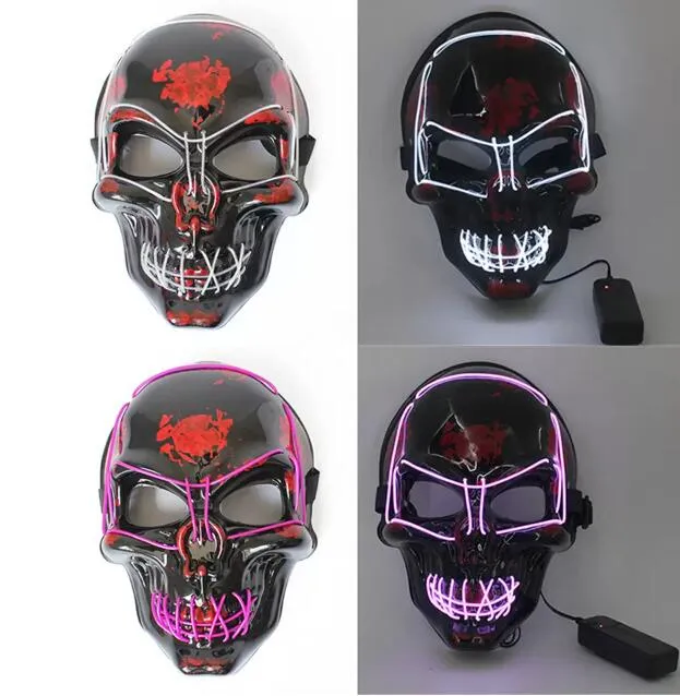 Masque d'Halloween a LED Light Up Skeleton Skull Masque pour le festival Cosplay Costume Halloween Masquerade Parties Carnival C0815