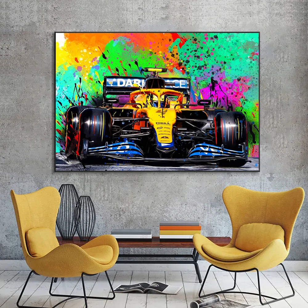 Graffiti Watercolor Racer Helmet Poster F1 Formula One Racing Picture HD Print Painting Children's Room Wall Art Wall Sticker
