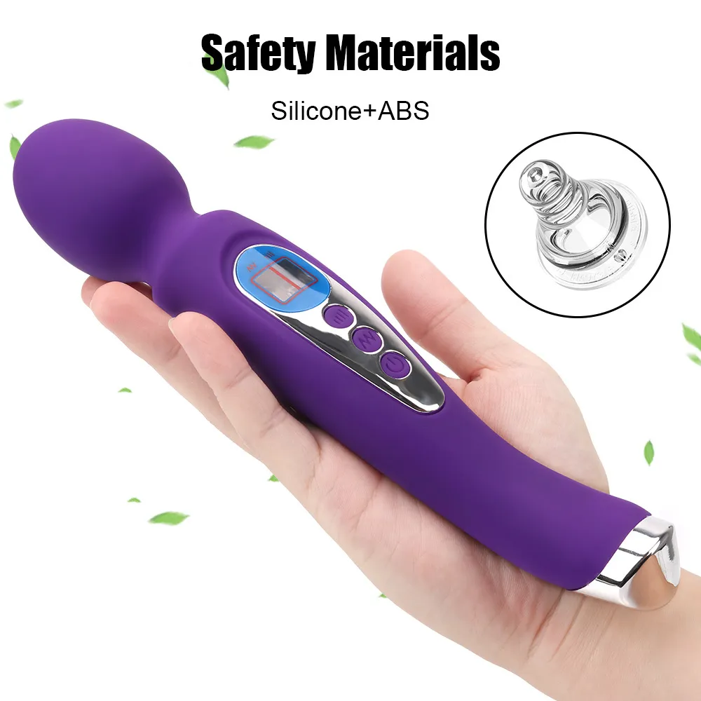 AV Magic Wand Sexiga leksaker för kvinnor Par som vibrerar Dildo G-Spot Massager 9 Frekvens 8 Modes Clitoris Nipple Stimulate