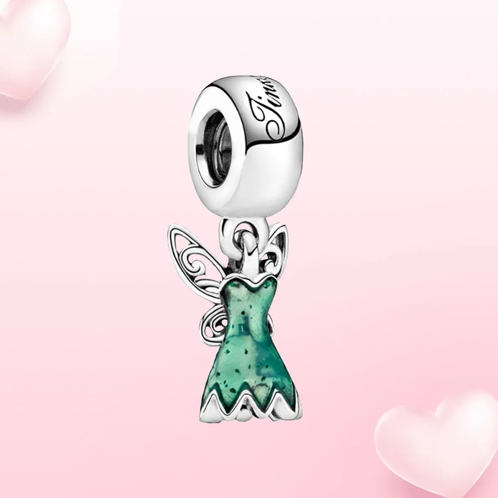 Véritable breloque en argent 925 Tinker Bell pendentif château de fées Fit Pandora pour cadeau de bijoux pour femmes