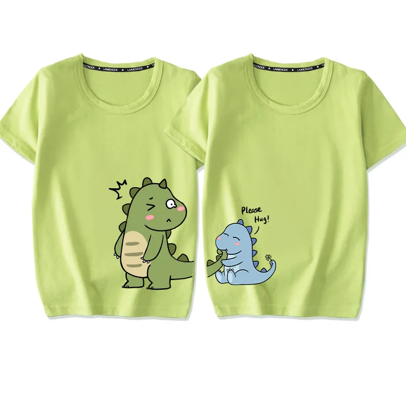 T-shirt da coppia con stampa di dinosauri Abbigliamento da abbinare alla famiglia Cotone morbido e confortevole a maniche corte Top Tee Abiti la famiglia 220531