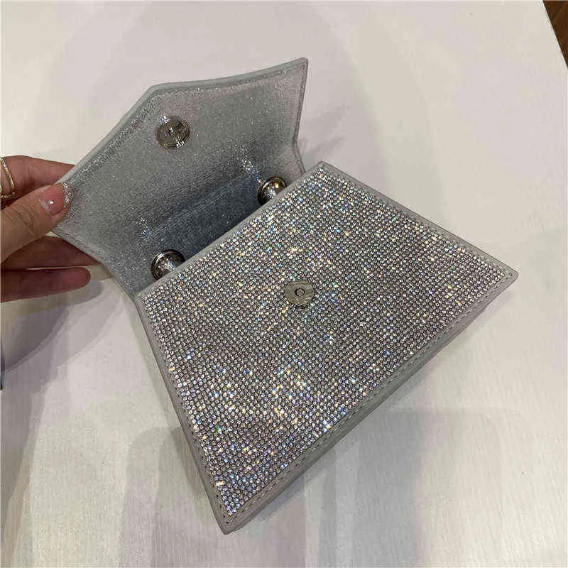 Luxury Diamond Rhinestone Handbag Shinny Bling Shoulder Crossbody Bag Women Evening For Party eller Wedding Lady Clutch Purse 220516