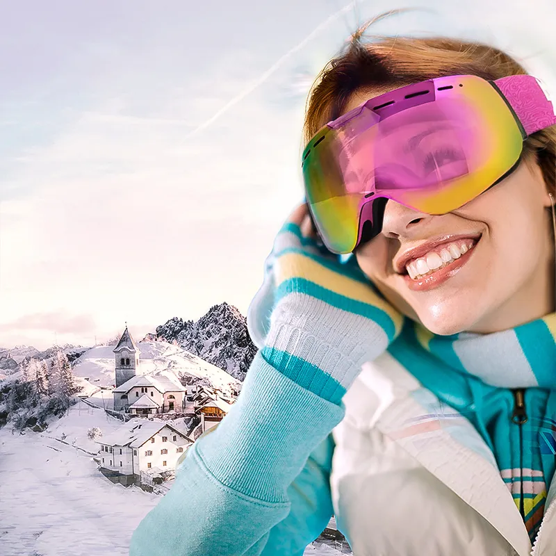 نظارات تزلج مغناطيسية من Mosodo بمغناطيس للثلج ومضادة للضباب نظارات تزلج ثلجية كبيرة كروية في فصل الشتاء نظارات تزلج مضيئة لين 220704