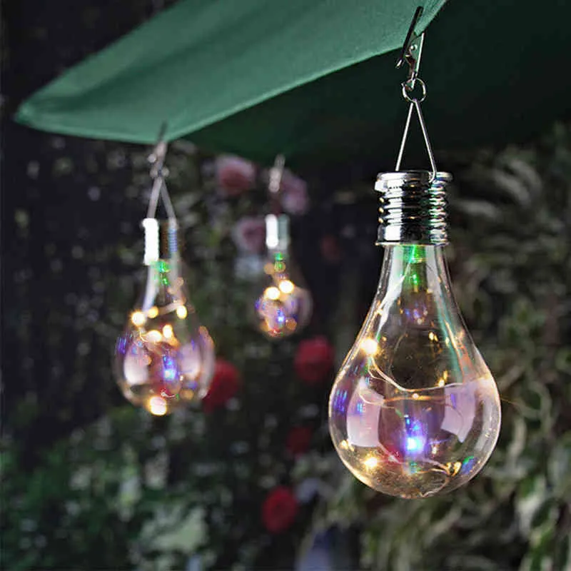 Portable Solar Power LED Light Bulb Lamp Hanging Lantern Decoration Durable For Camping Outdoor Garden Corridor Path Christmas H220428