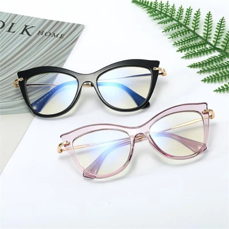 Fashion Sunglasses Frames Anti Blue Light Female Glasses Vintage Purple Eyeglasses Frame TR90 Sleeping Rest Eyewear Computer Gamer235R