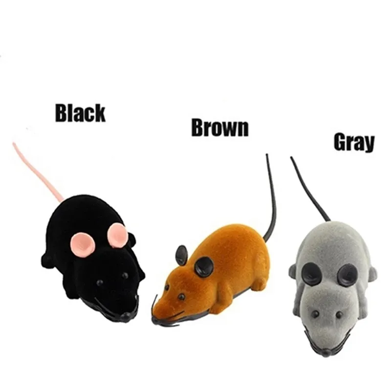 Mini rolig simulering trådlös fjärrkontroll RC Elektronisk råtta Mus Möss Toy Tricky Plastic Flocking Halloween Xmas för PET 220621