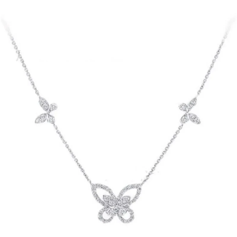 5 Ciondolo farfalla Gioielli di lusso Argento sterling 925 Pavimenta Zaffiro bianco CZ Pietre preziose Diamante Eternità Donna Collana clavicola da sposa Regalo