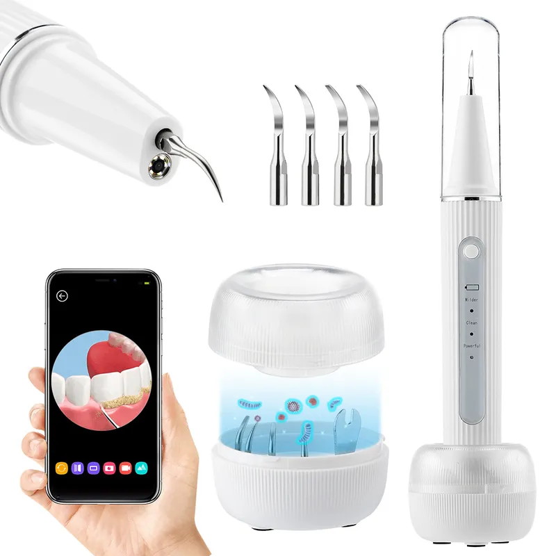 Irrigador visual ultrasónico Cálculo dental Removedor de sarro oral Limpiador de manchas de dientes LED Herramientas de limpieza para blanquear los dientes 220727