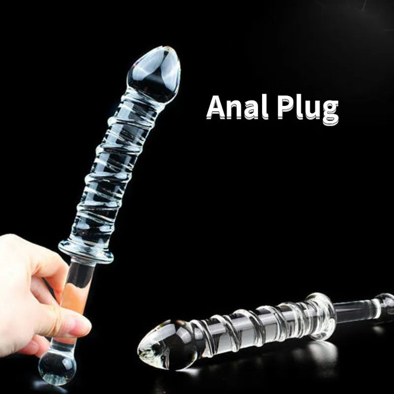 CRYSTLAL GLASS ANAL PLUG DILDO MASSAGER G-SPOT Stimulator Clitoris Kvinnlig onani handhållna sexiga leksaker för kvinnor