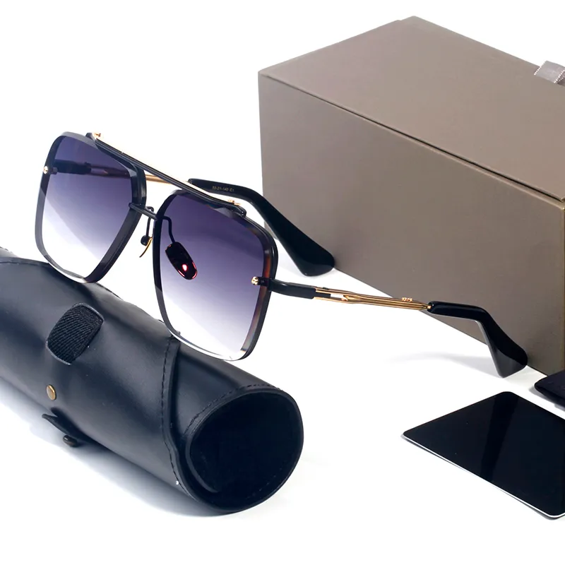 Luxury Designer Glasses Square Oversized Big Frame Designer Sunglasses Man Woman Brown DT Mach Six Double Bridge Polarized UV Prot247g