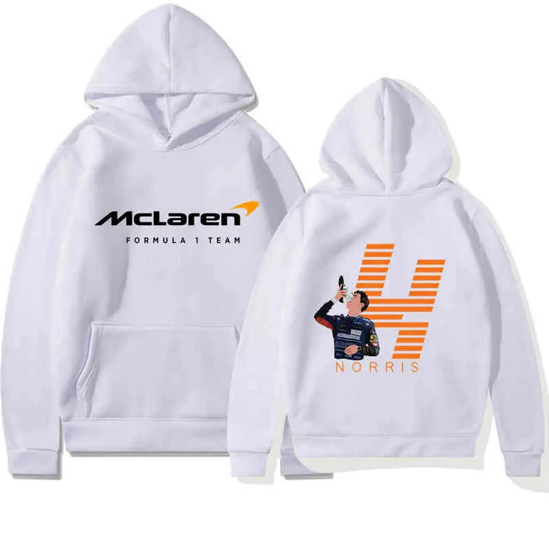 F1 McLaren Takım Yarış Hayranları Erkek Hoodies Kış Formula Bir Yarışçı Lando Norris Hoodie Takım Erkek/Kadın Boy Hoodies Giyim