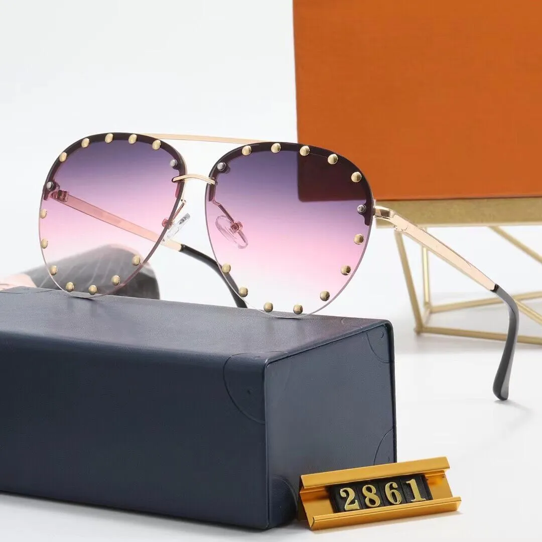 The Party Pilot Sunglasses Studes Gold Brown Shaded Sun Glasses Women Fashion Rimless sunglasses eye wear with box269S