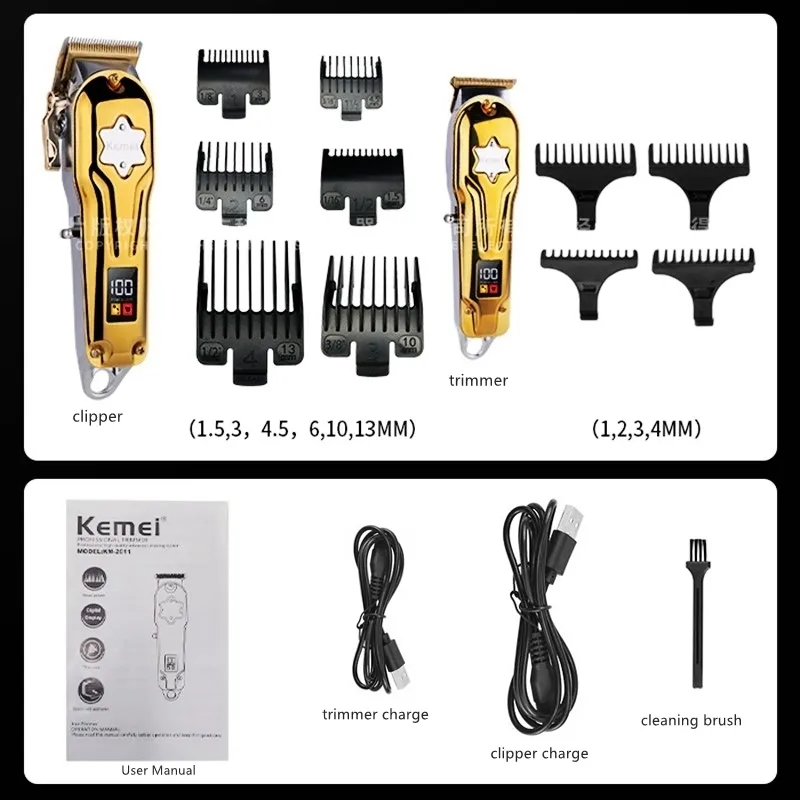 Original Full Metal Barber Shop Conjunto de cabelo profissional Clipper para homens Máquina de corte recarregável de barba elétrica 220623