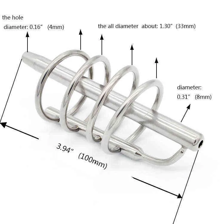 NXY Chastity Device Stainless Steel Four Ring Urethral Tube Metal Cb Male with Plug Rod Sex Products Lock 0416