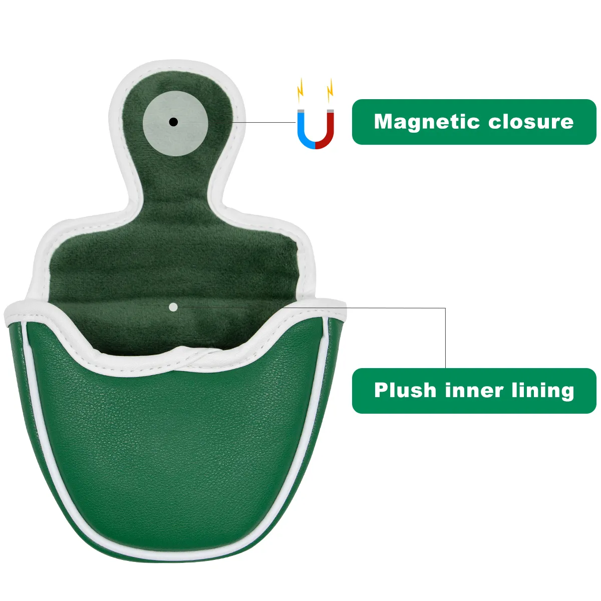 Cubierta de Putter de chaqueta verde a prueba de manchas de agua, fundas de cabeza para Club de Golf, mazo de cuero PU, accesorios magnéticos 4269001