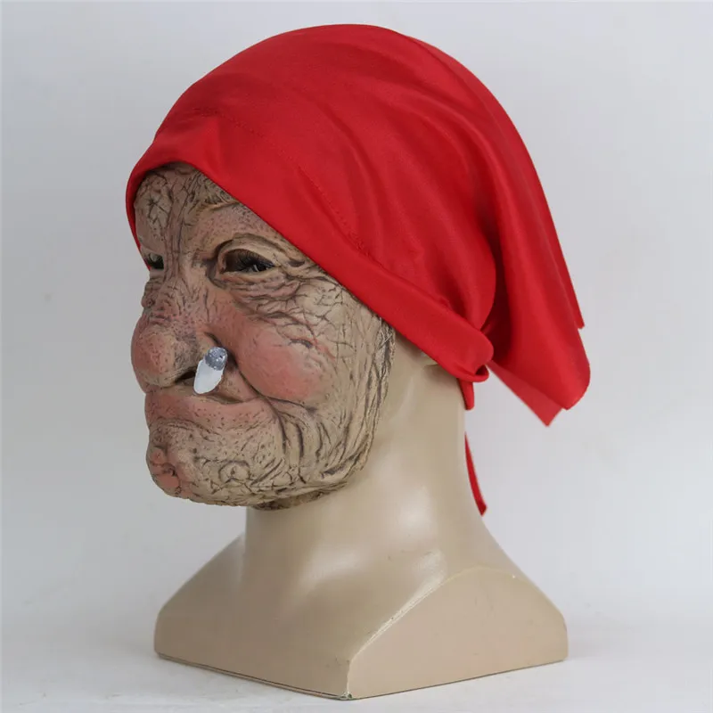 Rauch Oma realistische alte Frauen Gesichtsmaske Halloween schreckliche Latexmaske gruselig voller Kopf gruseliges Faltengesicht Cosplay Requisiten 220812