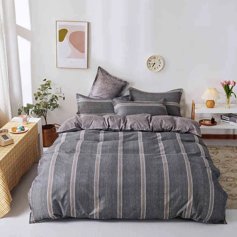 4/Luxury Bedding Set Queen King Size Twin Cover Bed Sheet Fitted Pillow Case Color Full Bedroom Plaids Home Textile