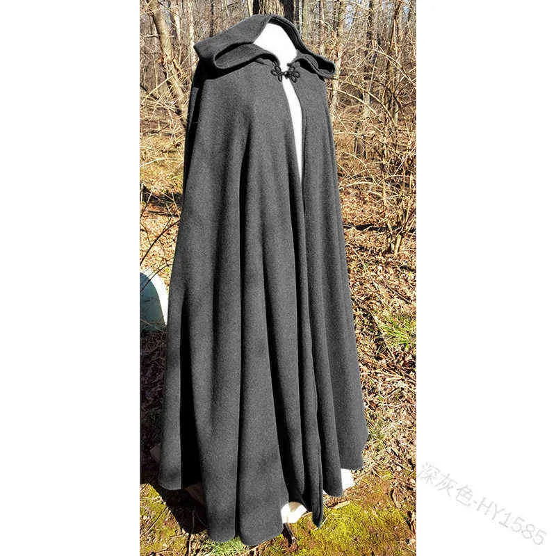 Blondewig Sweat à capuche Anime Femmes Médieval Cloak Mabille à capuche Vintage Gothic Cape Solid Mabe Long Trench Halloween Cosplay Come Overcoat Femme THEMLET POGLET 10