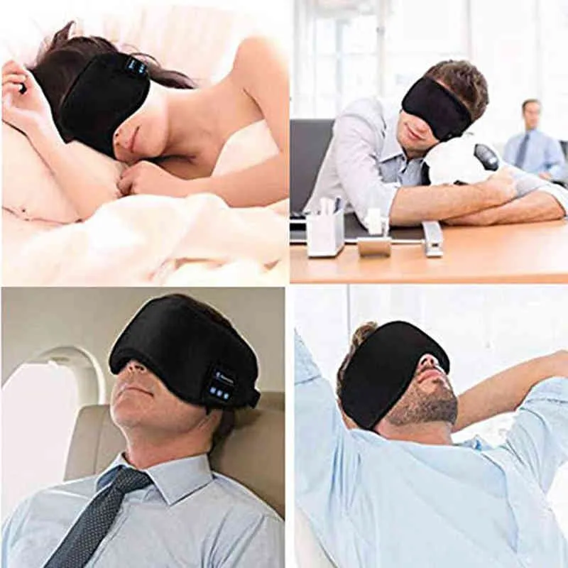 Bluetooth uyku kulaklık göz maskesi uyku kafası yumuşak elastik konforlu kablosuz müzik kulaklıklar 220509