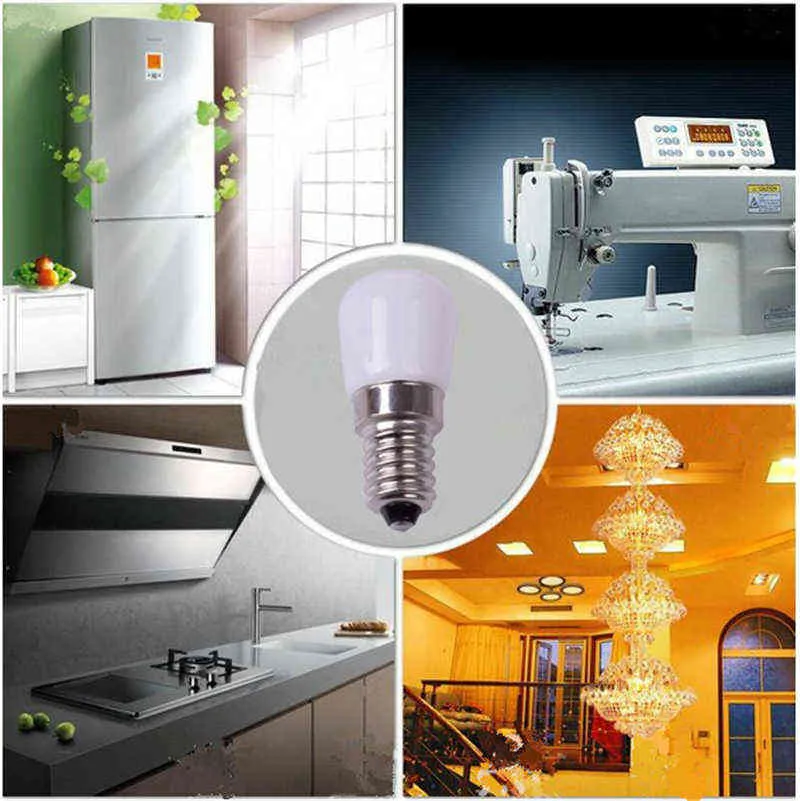 E14 LED Fridge Light Bulb 2W Refrigerator Light AC220V Glass Bulb 2835 SMD Corn Lamp For Freezer sewing machine Lighting H220428