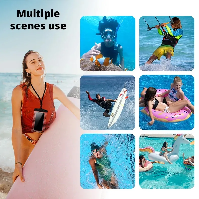 Luminous Mobile Waterproof Bag Party Favor Summer Outdoor Sports Seaside Swimming Mobile Phone Sleeve With Lanyard F0513