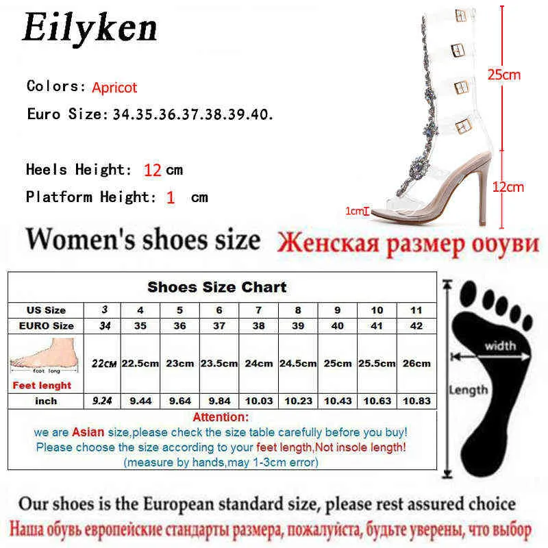 Sandals Eilyken Pvc Transparent Sandals Woman Shoes Open Toe High Heel Shoes Women Summer Party Gladiator Sandals Shoes Size 42 220318