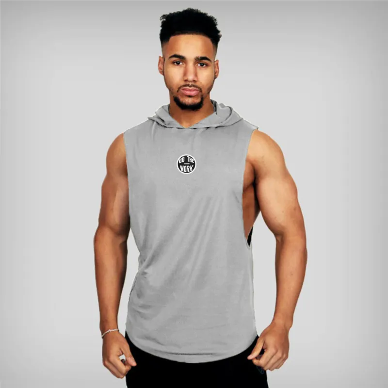 Muscleguys Brand Hooded Gym Clothing Mens Cotton Sport Sweatshirt Fitness Vest Bodybuilding Tank Top Men Muscle Sleeveless Shirt 220621