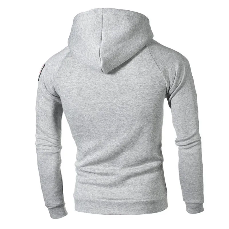 Outono com zíper decote moletom com capuz de lã manga comprida homens hoodies adesivo bolso inverno aquecedor esportivo 3xl 220325