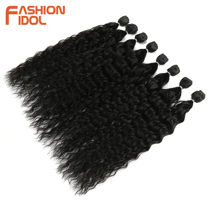 Synthetic Hair Extensions Water Wave Hair Bundles With Closure Ombre Blonde Fake Hair Pack 20 inch High Temperature Fiber 220